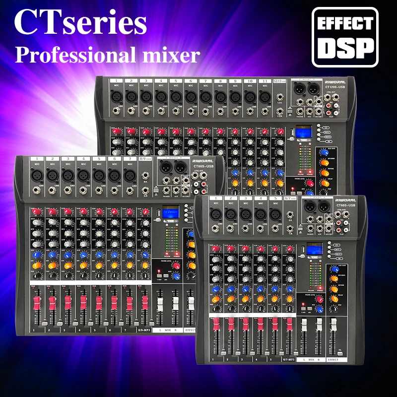 CT80S Professional Digital Music Mixer Compact Mixing System 99 Reverberation Effects Audio Console Mixer