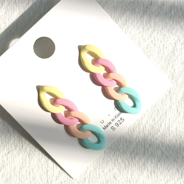 new sterling s925 post acrylic short chain dangle pendant earrings