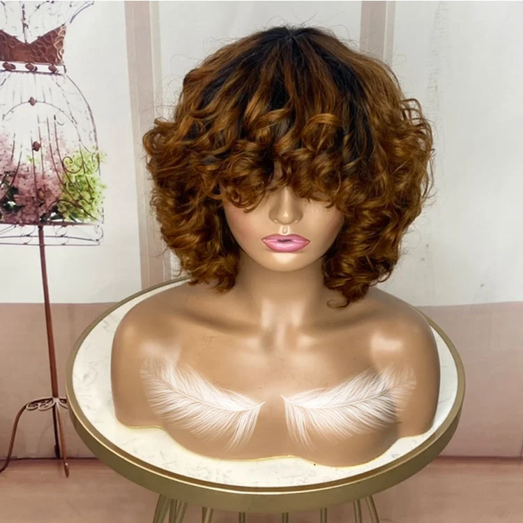 Hot Beauty Indian Natural Hair Cuticle Aligned Virgin Tb30 Human Hair Bang Wigs Vendor