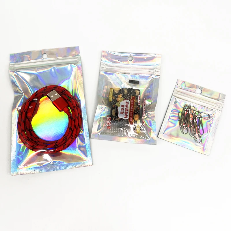 In stock silver clear jewelry packaging ziplock bags tea nuts food bags