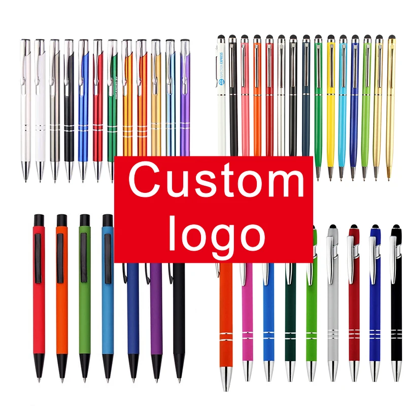 Hot Selling Logo Heavy Luxury Customized Ball Pen High Quality Aluminum Metal Ballpoint Pen 2 In 1 Ballpen Stylus Screen