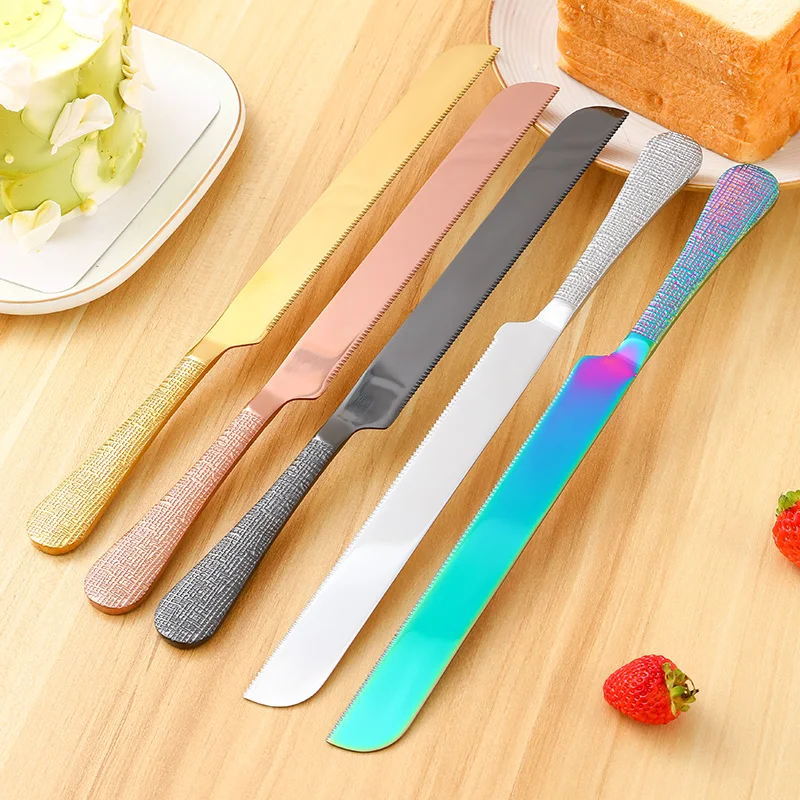 Factory 10 inch Bread Knife Stainless Steel Serrated Baking Cake Knife Stainless steel Cake Cutter and Pie Spatula Cake Server