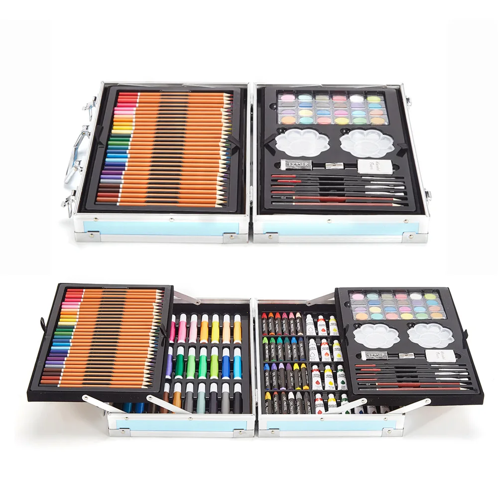 Paintyou 143PCS Алюминиевая коробка Творческий набор канцелярских принадлежностей ластик точилки для карандашей Акварельная Ручка Картина маслом палка узкие Детские