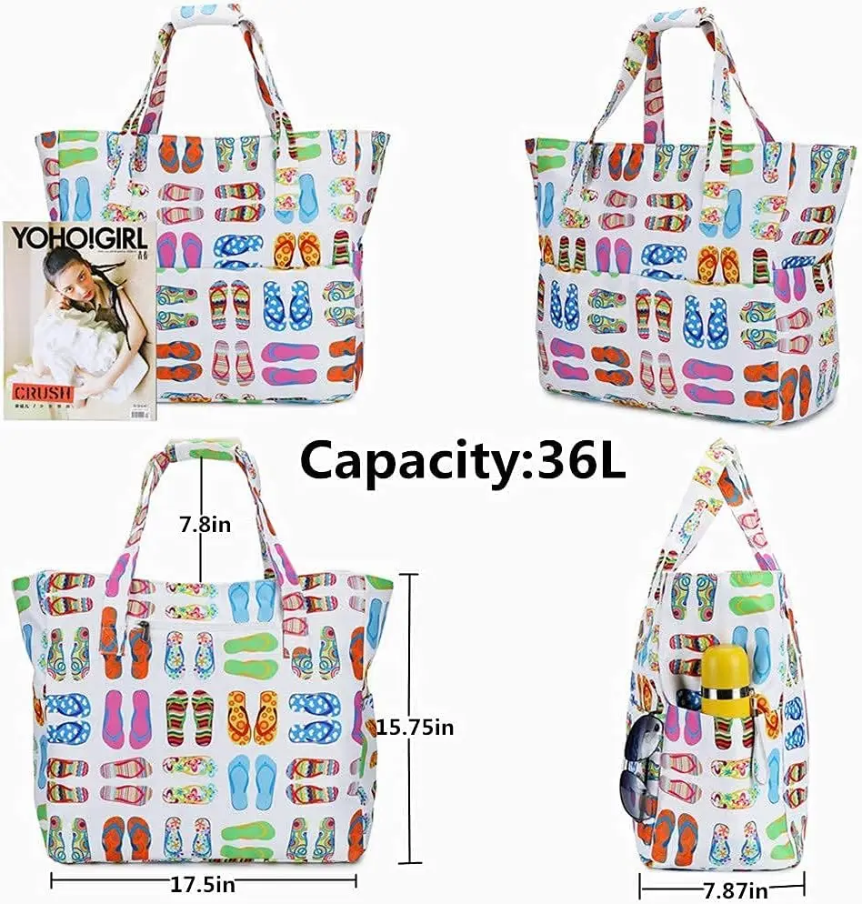 Waterproof Beach Tote Pool Bags for Women Extra Large Gym Tote Carry Bag With Wet Compartment for Weekend Travel
