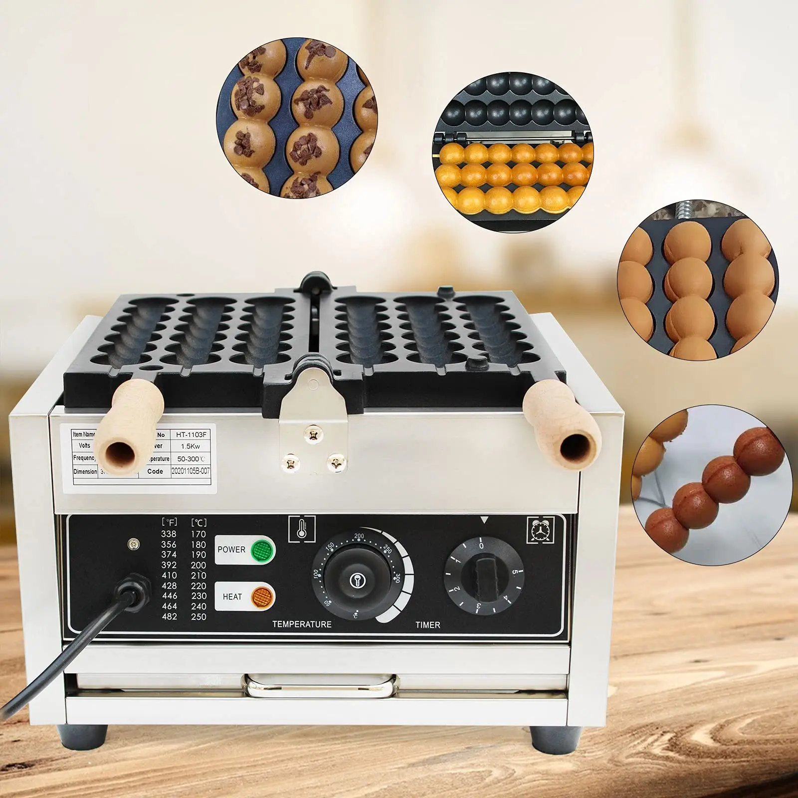 Commercial Electric Bubble Skewer Waffle Ball Machine Nonstick Waffle Balls Maker snack machine