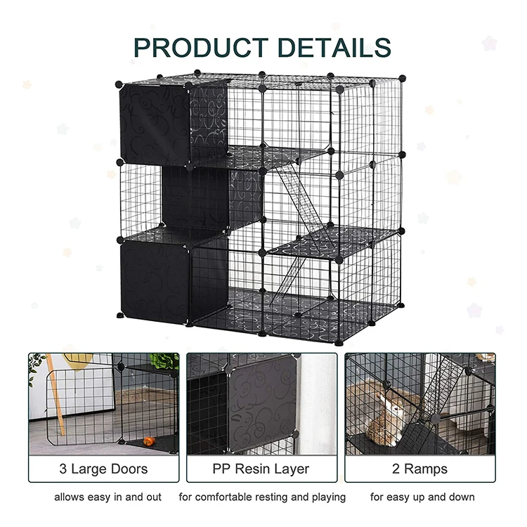 Pet Playpen Animal Cage With Door And Storage Shelf For Cats Chinchillas And Pet Minks