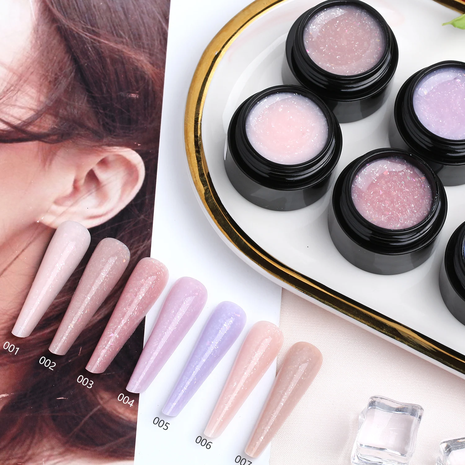 yidingcheng Sparkling Poligel Nail Supplies oem odm Private Label Glitter sequin hema free UV Nail builder Acrylic Poly Gel