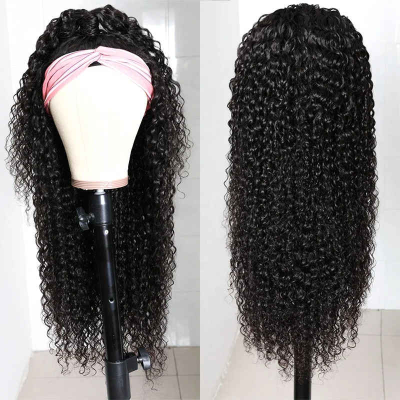 UNice Wholesale 150% Indian Virgin Curly Headband Human Hair Wigs for Black Women Factory Customized Headband Human Hair Wigs