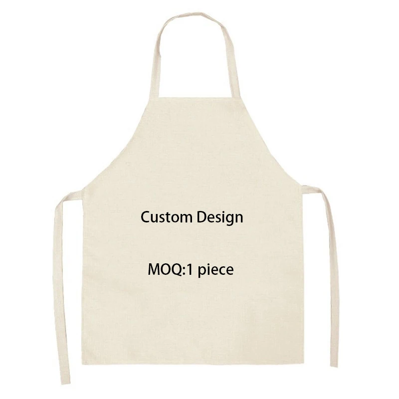 Custom Logo Print Pattern Sublimation Linen Blank DIY Design Bib Adult Kids Aprons