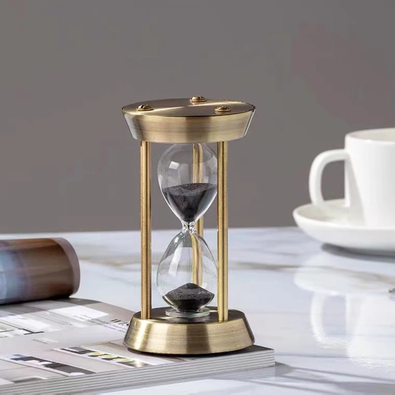 Metal Hourglass Sand Timer European Retro Office Bookshelf Study Ornaments Home Decoration Sand Clock Timer