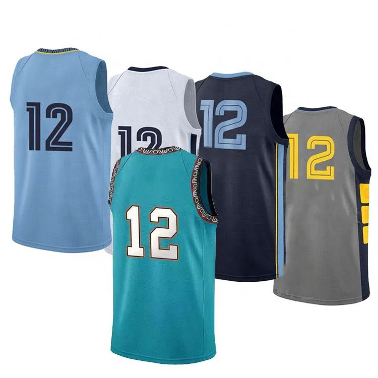 Wholesale Custom High Quality Men Embroidery #12 Ja Morant Basketball Jerseys