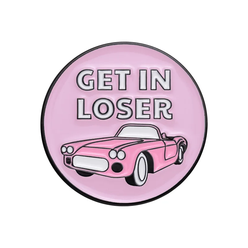 Creative Pink Series English Letter Badge Cartoon Book Funny Girl Geometry Clothing Accessories Metal Badge Wholesale