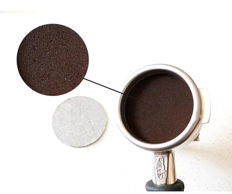 Stainless Steel Sintered  Thickness Coffee espresso Puck screen Food grade stainless steel 304 etching style coffee filter disc
