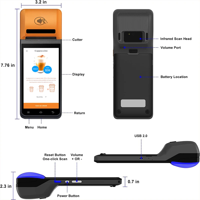 Noryox Nb55 4G Wifi Touch Pos-автомат для оплаты мобильного лотерейного билета беспроводной передачи данных Android 12 Billing