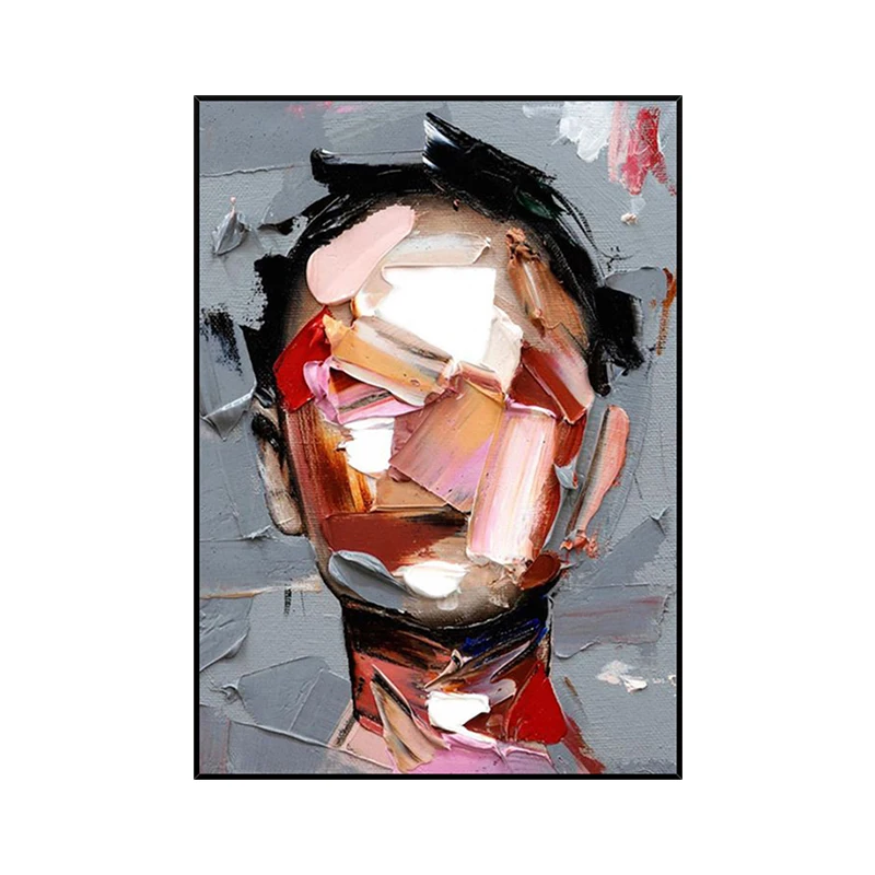 Custom Home Decor Handmade Abstract Girl Face Figure painting Canvas Art Wall Art Acrylic oil Painting