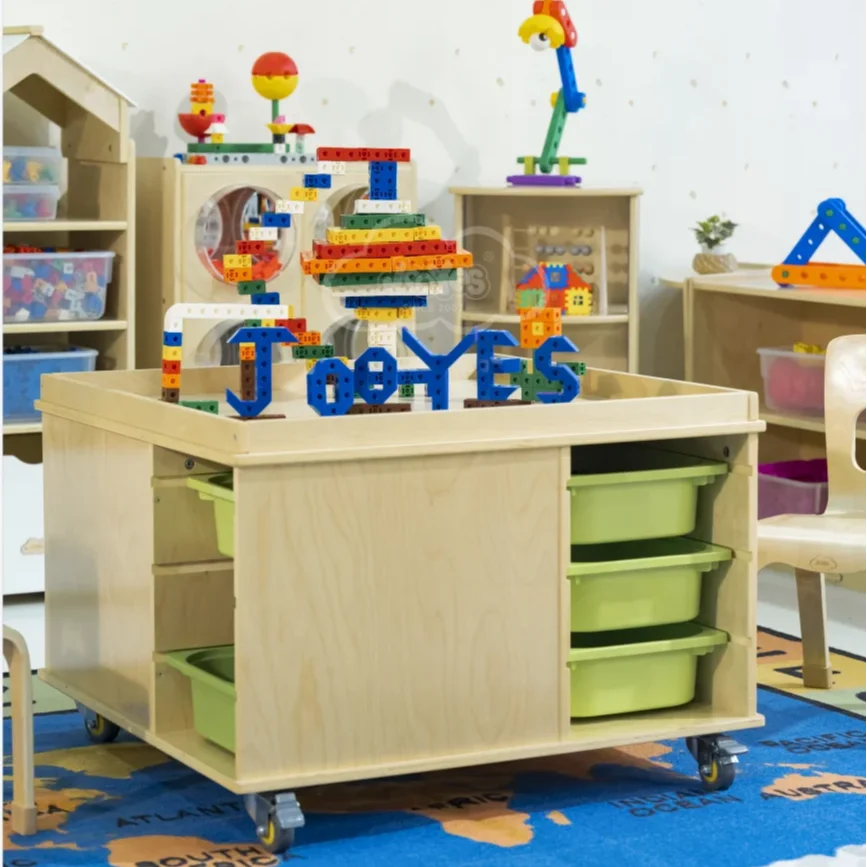 Hotselling kindergarten children multifunctional building blocks kids play storage lego table for kids