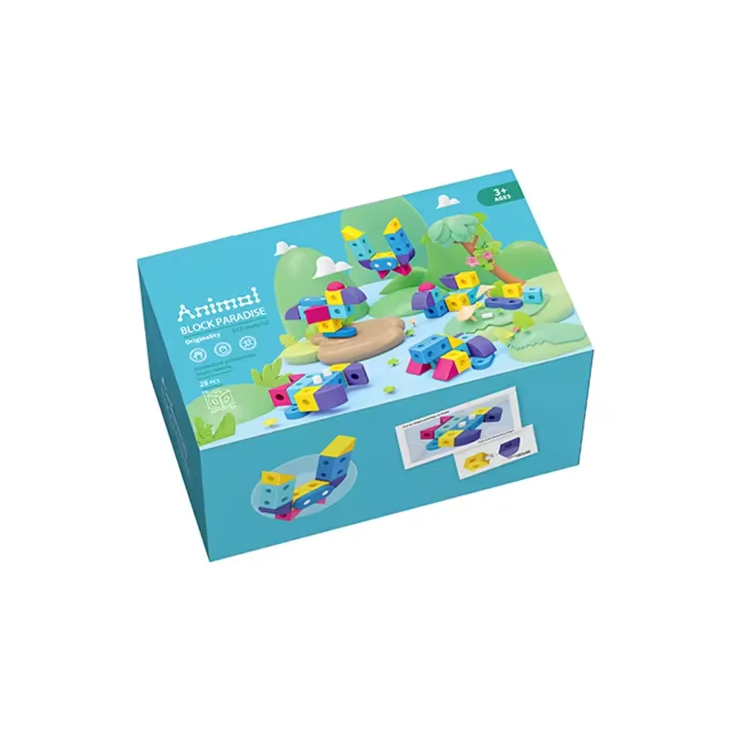 Factory wholesale assemble 3d building blocks 28pcs high grade eva animal building blocks toy