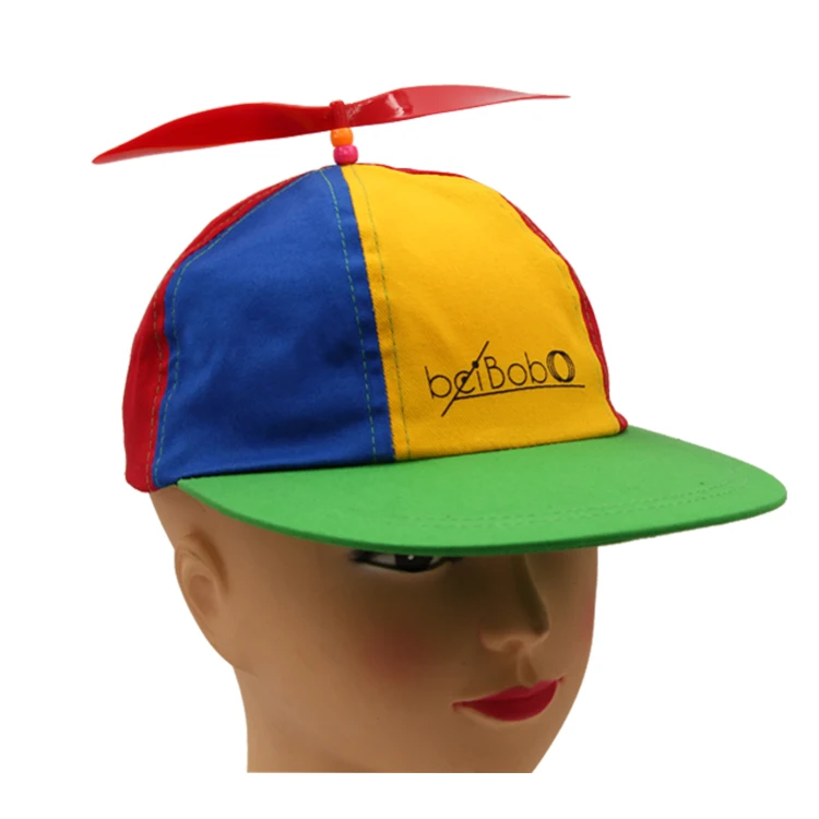 Embroidery hip- hop hat baby flat brim helicopter cap