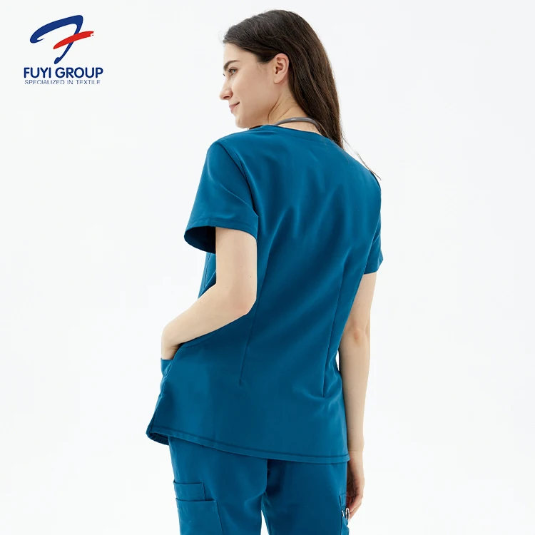 Dental Housekeep Reusable Fashionable Hospital Uniformes Medico Stretchy Anti-bacterial Scrub Fashionable Nurse Uniform Designs