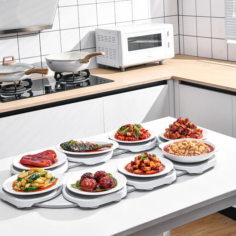 Lazy Susan 8/10 plate Turntable Dining Table Adjustable for Rectangular Long & Oblong Tables for Dining Tables Parties