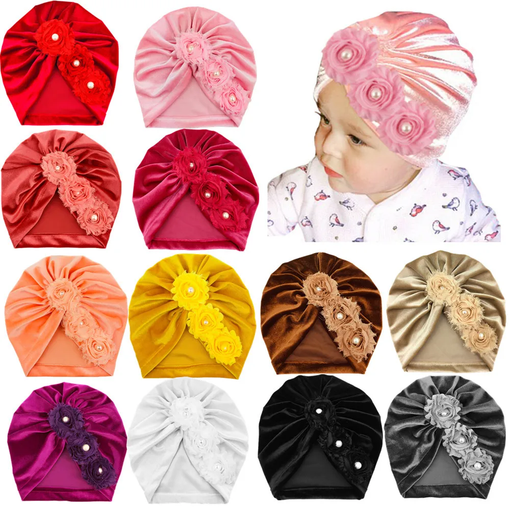 Wholesale big bow knot waffle fabric baby turban headband for mother and me baby fall hats hair accessories