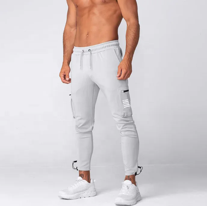 MASSGARMENT Cargo Steel Gray Gym Workout Jogger Pants For Men Running Sports Sweatpants