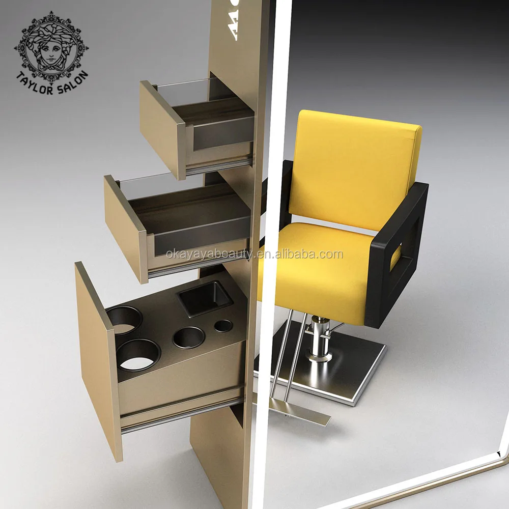 2022 saloon furniture salon station double sided hair styling stations barber mirror station