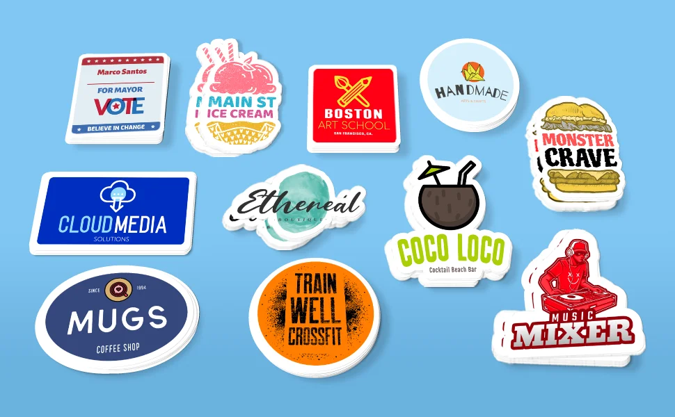 Custom Stickers Your Own Logo Name Label PVC Vinyl Waterproof Die Kiss Cut Kawaii Cute Laptop Aesthetics Sticker Self Adhesive