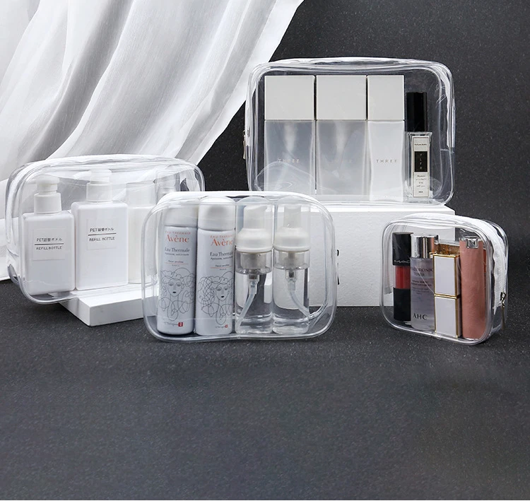 Custom Clear Large Capacity Beauty Makeup Organizer Cosmetics Case Waterproof Transparent PVC Zipper Bag