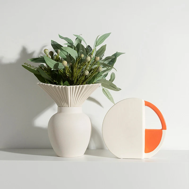 Nordic Luxury Modern Living Room European Italian Matte Ceramic Flower Vase For Wedding Center Piece