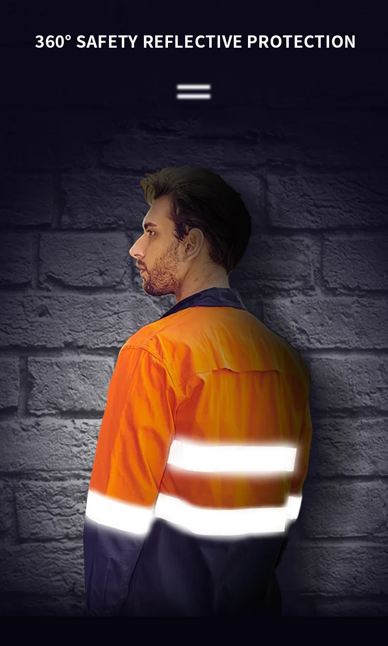 Custom Overalls Mechanic High Visibility Mens Cargo Outdoor Work Cloths OEM Work Wear  Uniform Reflective Safety Clothing