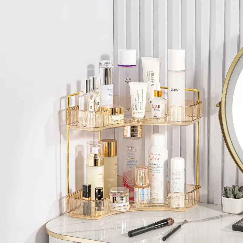 Light luxury 2-Tier storage rack Corner Shelf Organizer Cosmetics Bathroom jewelry desktop Storage