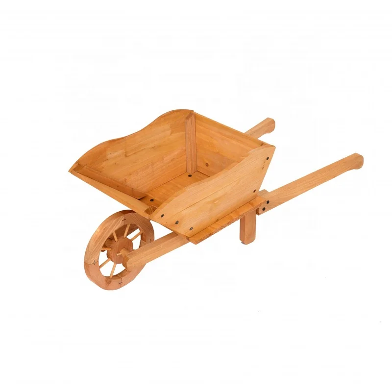 Garden decoration home outdoor flower pot stand wood large wooden wheelbarrow planter