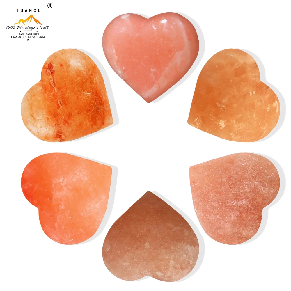 wholesale hot selling Himalayan Salt heart Shape Pink Salt Massage Stone from Tuancu