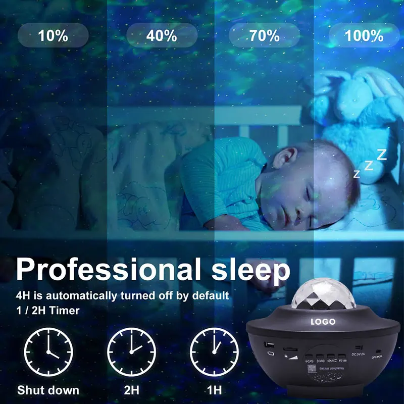 Smart Music Speaker Led Ambient Night Light Music Speaker Sky Ocean Wave Nebula Cloud Galaxy Light Laser Starry Star Projector