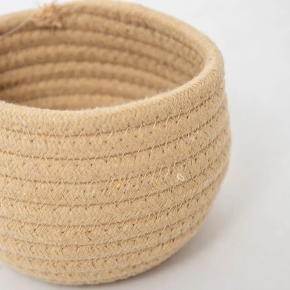 Hot selling Baby Mini Brown Cotton Rope Basket Woven Storage Basket