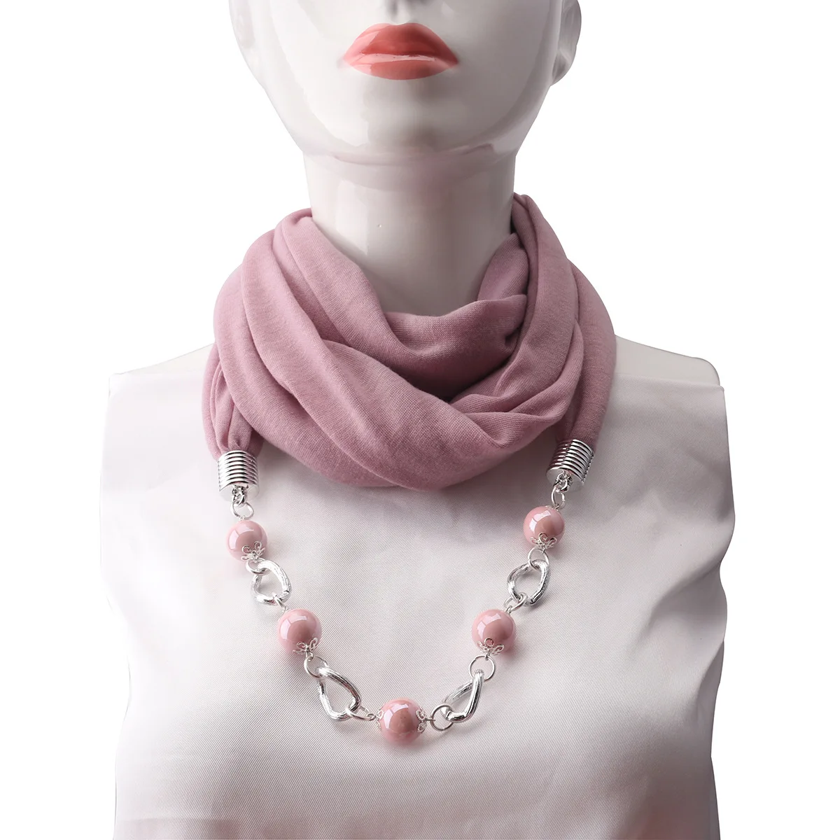 Solid color round scarf ceramic ornament scarf necklace