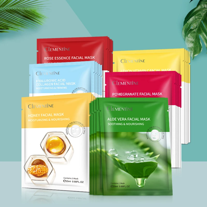 custom cosmetic moisturizing collagen korean beauty nourishing whitening vitamin c fruit seaweed facial sheet mask for skin care