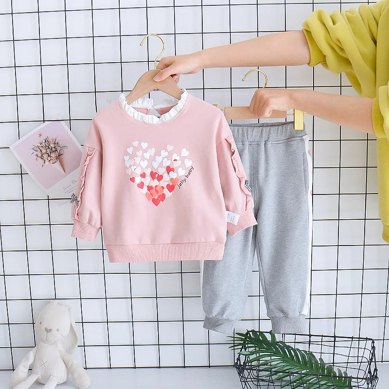 Hot Selling Children Clothing  Smart Casual Autumn Tee Shirt Smart Hooded Girl Winter Sets Kids Sweat Suits Kids Clothes