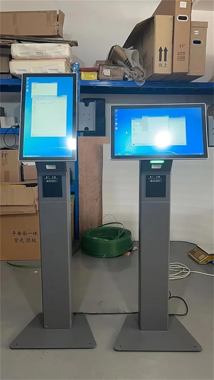 WUXIN 21.5 27 24 inch nfc reader  kiosk price  Restaurant Desktop touch screen self serving payment terminal self checkout kiosk