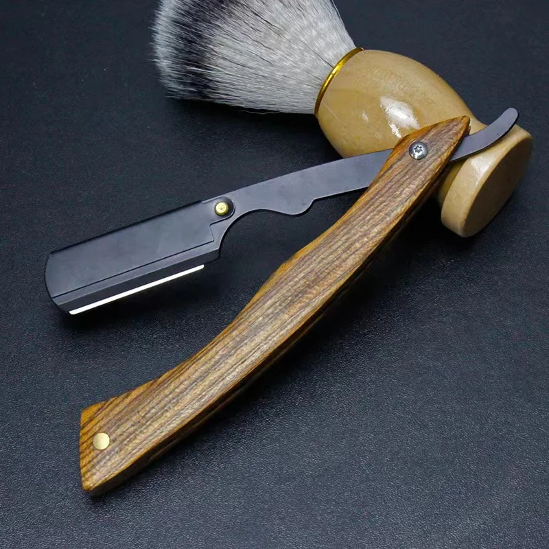 Заводская поставка, ручной складной деревянный прямой парикмахерский лезвие, складной нож для бритья, лезвие для парикмахера