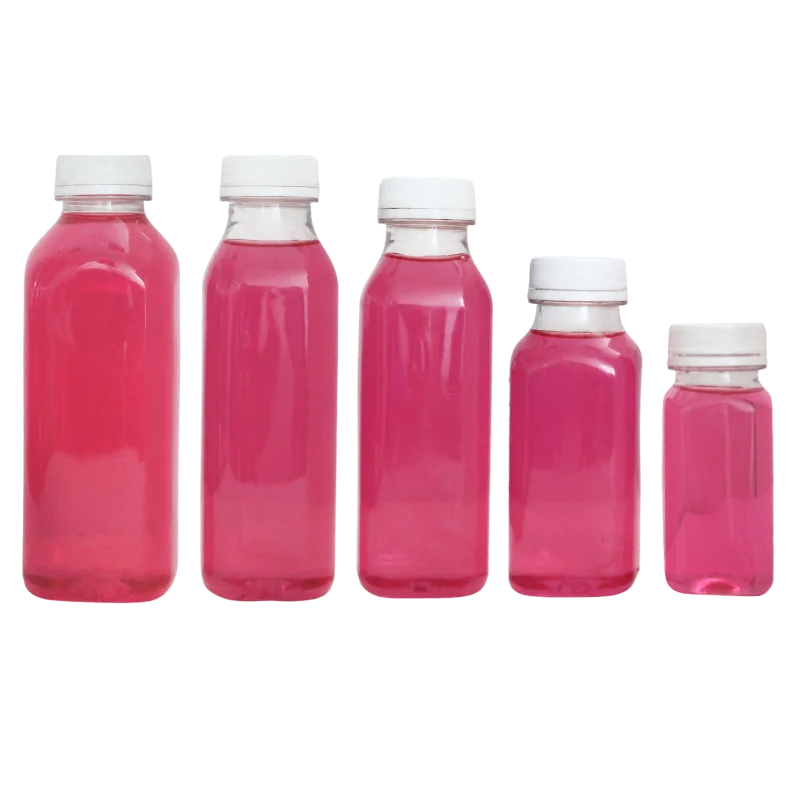 Wholesale Custom Empty PET Square Plastic Juce Bottle 500ml 350ml Clear Plastic Juice Bottles for Beverage Packaging