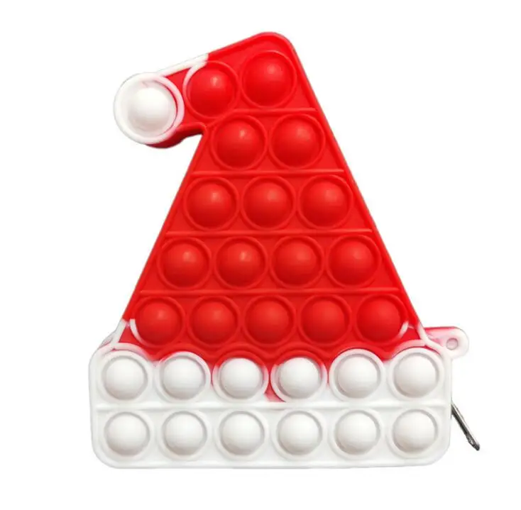 Christmas Gift Stocking Purse new push pop bubble fidget sensory toy fidget popper Reliever Stress Cartoon Silicone Wallets bags