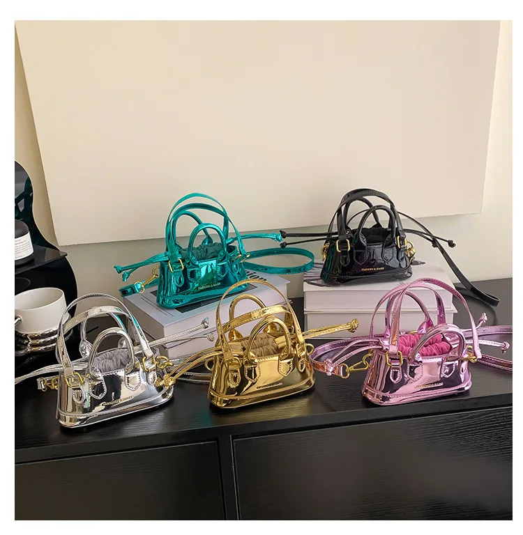 Private Label Logo Cheapest Pu Small Mini Purses And Handbags Fashion Ladies Patent Leather Women Hand Bags