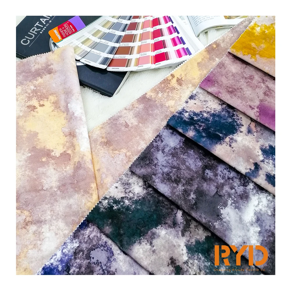 100%polyester knitting sofa fabric for home textile living room 2021 Holland velvet dyeing printing