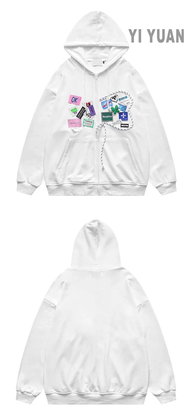 Hip Hop Sweatshirts White Mens Customizable Printed Cotton Streetwear Man Clothes