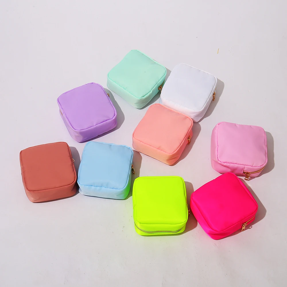 Keymay Candy Multi Colors DIY Large Storage Travel Waterproof Nylon Zipper Makeup Pouch Nylon Cosmetic Bag Travel Toiletry Bag