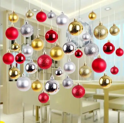 Plastic color christmas 24 balls per bottle ornaments hanging tree 4cm/6cm/8cm