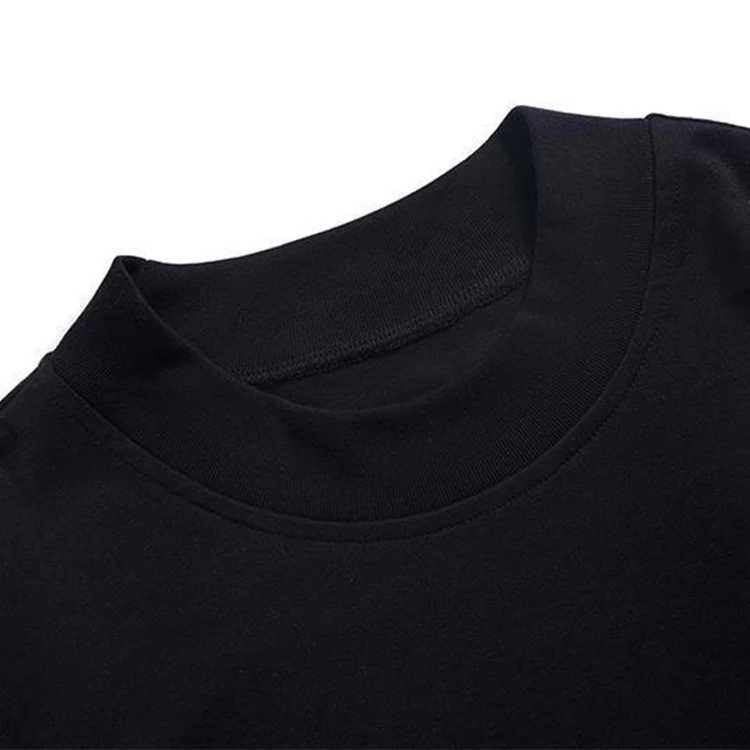 Custom High Quality Men Mock Neck Plus size T-Shirt 100% Cotton Heavyweight Luxury Drop Shoulder Blank T-Shirt For Men
