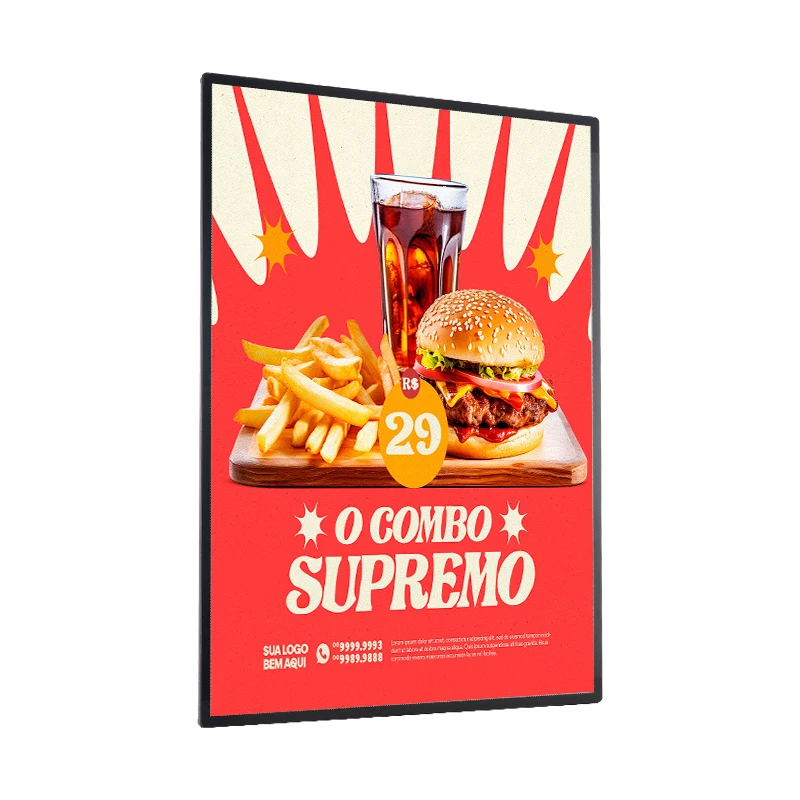 Custom Tempering Glass Lightbox LED Slim Advertising Wall-Mounted Poster Board Menu Frame A1/A2 /A3 / A4